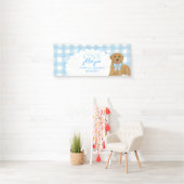 Blauer One Golden Year Retriever Welpe 1. Geburtst Banner (Insitu)