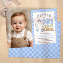 Blauer One Silly Goose - Jungen 1. Geburtstagsfoto