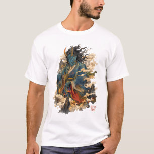 Blauer Oni-Dämonenkrieger   Japanische Yokai-Mytho T-Shirt