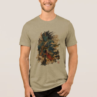 Blauer Oni-Dämonenkrieger | Japanische Yokai-Mytho Tri-Blend Shirt