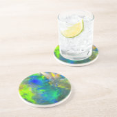 Blauer OpalUntersetzer Getränkeuntersetzer (Seite)