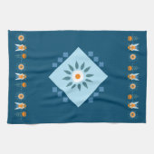 Blauer Orange Blume Folk Geschirrtuch (Horizontal)