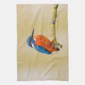 Blauer orange Eisvogel-Vogel Geschirrtuch (Vertikal)
