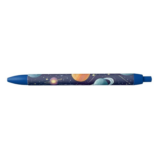 Blauer Orange Galactic Planets Scifi Fantasie Kugelschreiber (Vorderseite)