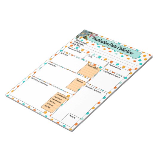 Blauer Orange in blau _ Sammlung von Medikationsda Notizblock (angewinkelt)