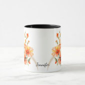 Blauer Orange Poppy Floral Butterfly Tasse (Zentrum)