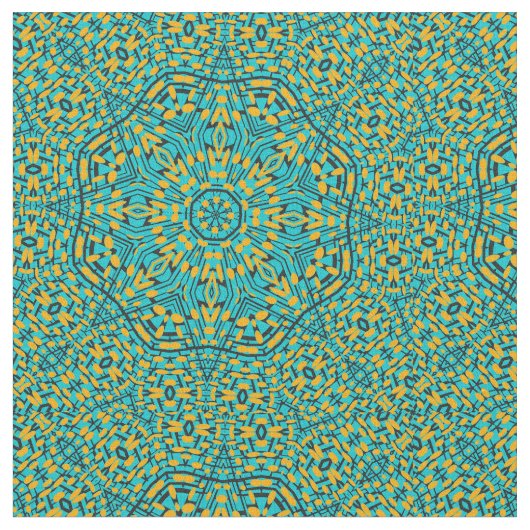Blauer Orange Star Kaleidoskop Druckmuster Stoff (Nahaufnahme)