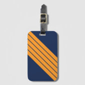 Blauer Orange Streifen 70er 80er Retro Racing Stre Gepäckanhänger (Vorderseite Vertikal)