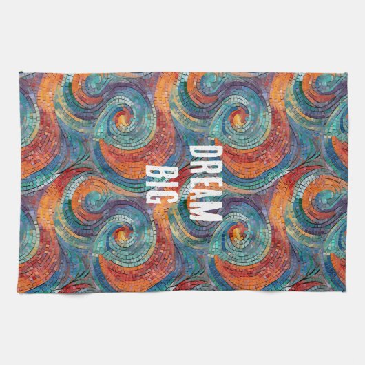 Blauer Orange Swirl Geschirrtuch (Horizontal)