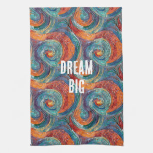 Blauer Orange Swirl Geschirrtuch