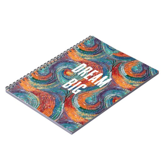 Blauer Orange Swirl Notizblock (Linke Seite)