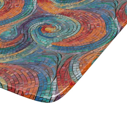 Blauer Orange Swirl Schneidebrett (Ecke)