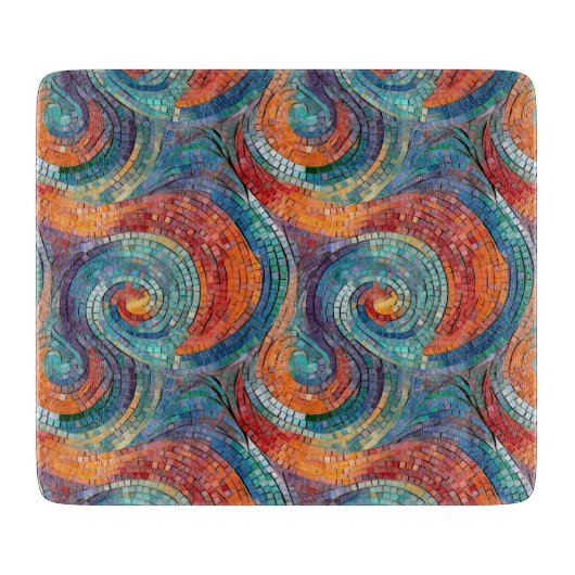 Blauer Orange Swirl Schneidebrett (Vorderseite)