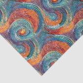 Blauer Orange Swirl Seidenpapier (Detail)