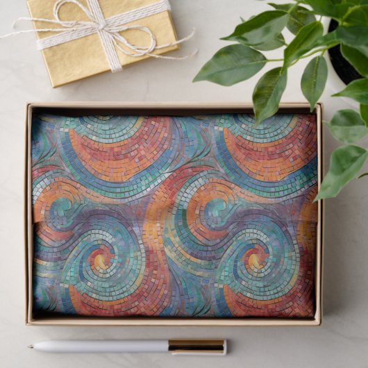 Blauer Orange Swirl Seidenpapier (Geschenk)