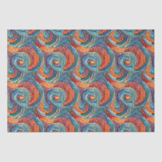Blauer Orange Swirl Seidenpapier (Vorderseite)