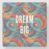 Blauer Orange Swirl Steinuntersetzer (Vorderseite)