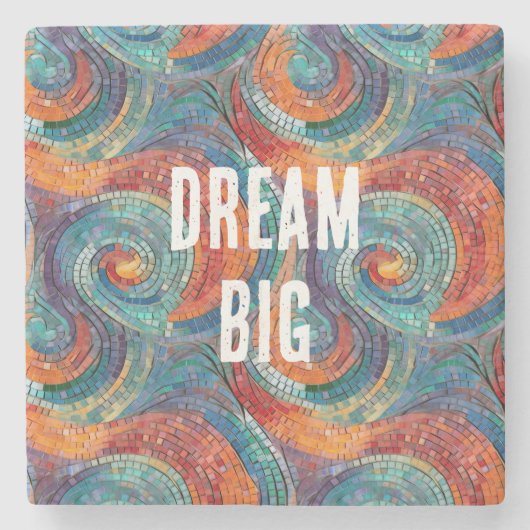 Blauer Orange Swirl Steinuntersetzer (Vorderseite)