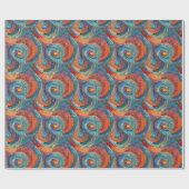 Blauer Orange Türkis Swirl Geschenkpapier (Flach)