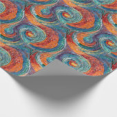 Blauer Orange Türkis Swirl Geschenkpapier (Ecke)