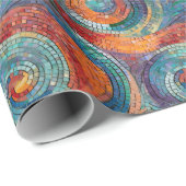 Blauer Orange Türkis Swirl Geschenkpapier (Rolleneckpunkt)