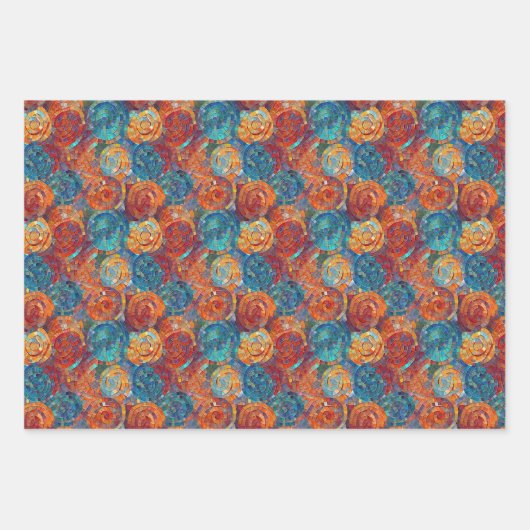 Blauer Orange Türkis Swirl Geschenkpapier Set (Vorderseite 3)