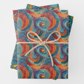 Blauer Orange Türkis Swirl Geschenkpapier Set (Beispiel)