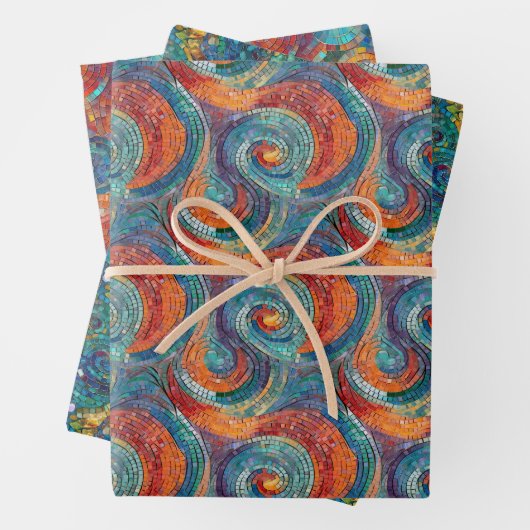 Blauer Orange Türkis Swirl Geschenkpapier Set (Beispiel)