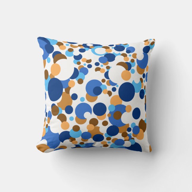 Blauer, orange und brauner Confetti Kissen (Vorderseite)