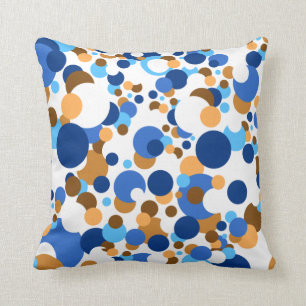 Blauer, orange und brauner Confetti Kissen