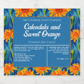 Blauer Orangefarbene Blume Wasserdichte Badehose M Schaumweinetikett (Einzelnes Label)