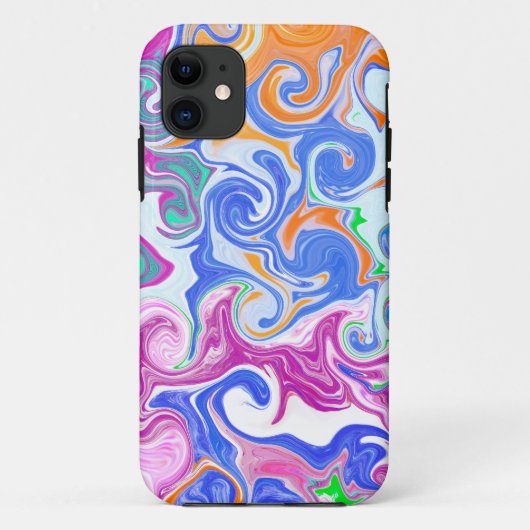 Blauer, orangefarbener, Lila, blasenbildender Kiss Case-Mate iPhone Hülle (Rückseite)