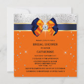 Blauer orangefarbener silberner Glitzer mit elegan Einladung (Vorderseite)