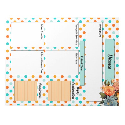 Blauer Orangen blauer Polka Punkte_ Erkrankungen T Notizblock (Vorderseite)