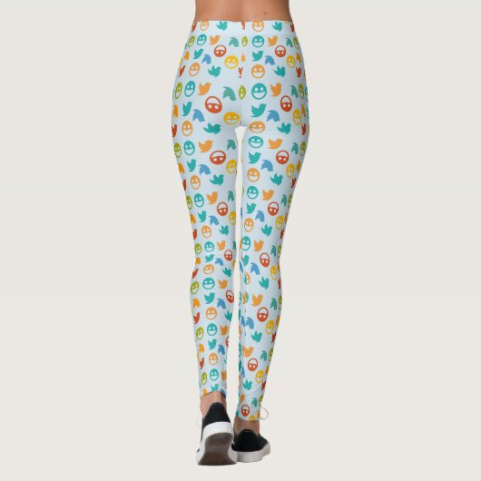 Blauer Orangen Gelbgrüner Twitter Bird Leggings (Rückseite)