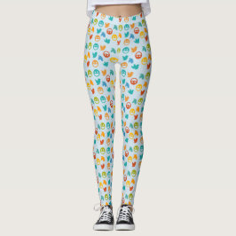 Blauer Orangen Gelbgrüner Twitter Bird Leggings