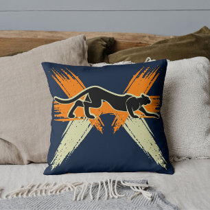 Blauer Orangenschwarz Niedliche Katze Modernes Zoo Kissen