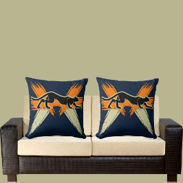 Blauer Orangenschwarz Niedliche Katze Modernes Zoo Kissen