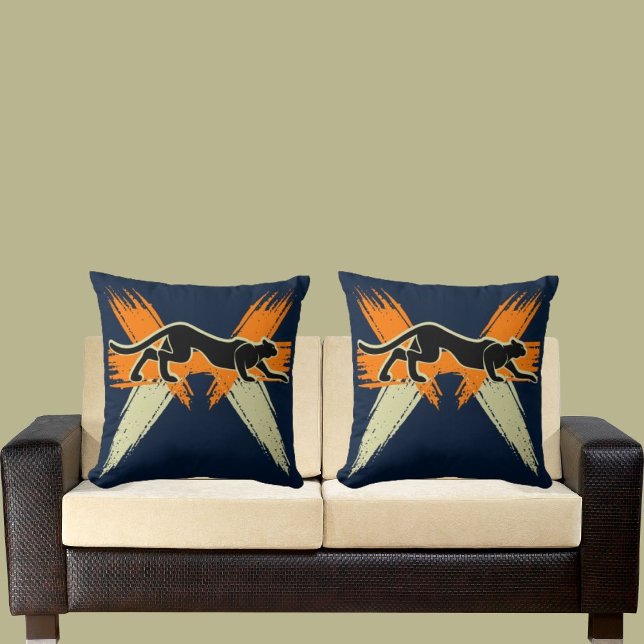 Blauer Orangenschwarz Niedliche Katze Modernes Zoo Kissen (Von Creator hochgeladen)