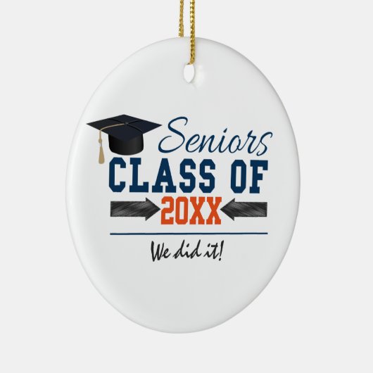 Blauer Orangentypografie-Abschluss Keramik Ornament (Rechts)