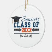 Blauer Orangentypografie-Abschluss Keramik Ornament (Links)