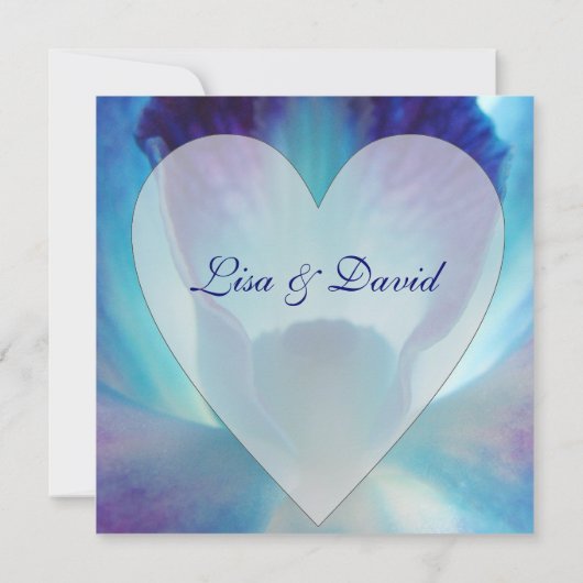 Blauer Orchid Hochzeitsempfang Einladung (Rückseite)