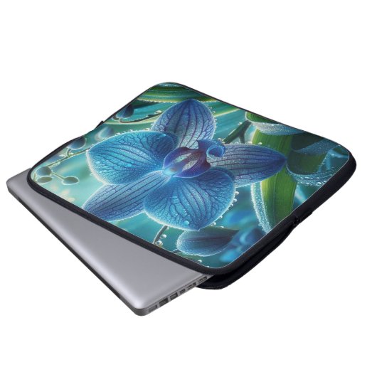 Blauer Orchid Laptopschutzhülle (Vorne Knopf)