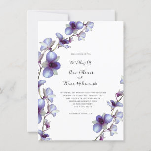 Blauer Orchid Vine Hochzeit Einladung
