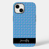 Blauer Orchideenmuster mit individuellem Namen Case-Mate iPhone Hülle (Rückseite)