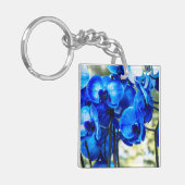 Blauer Orchideenstein Schlüsselanhänger (Vorderseite links)