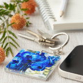 Blauer Orchideenstein Schlüsselanhänger (Vorderseite rechts)