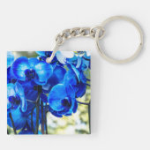 Blauer Orchideenstein Schlüsselanhänger (Rückseite)