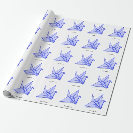 Blauer Origami-Kran Geschenkpapier (Ungerollt)