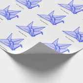 Blauer Origami-Kran Geschenkpapier (Ecke)